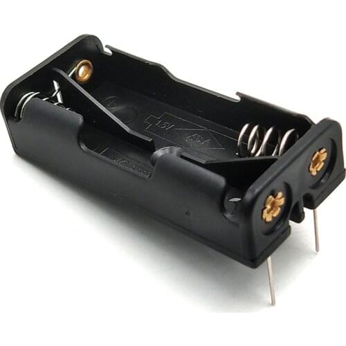 Black 2 X 1.5V AAA Battery Clip Holder With Pins 2 Slots 3V Storage Box Container For 2*AAA Batteries Plastic Case