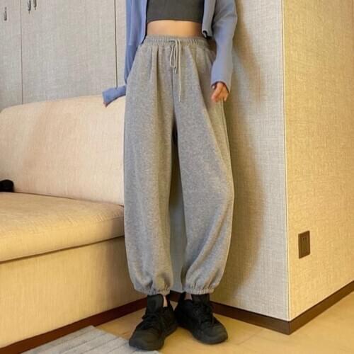 HOUZHOU Gray Sweatpants Women Joggers Plus Size Korean Style New Oversize Sports Pants Women Black Womens Classic Pants Female