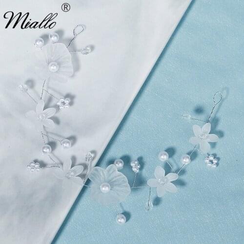 Miallo Flower Pearl Headband for Women Bridal Wedding Hair Accessories Silver Color Hair Jewelry Party Bride Headpiece Gift