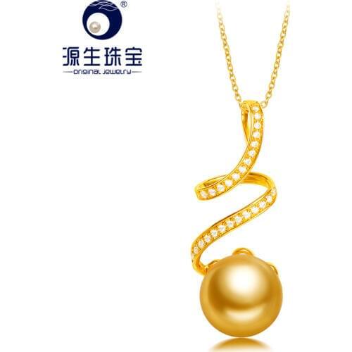 YS 18K Solid Gold Au750 Gold Pendant 10-11mm Natural Saltwater Tahitian & South Sea Pearl Pendant Necklace