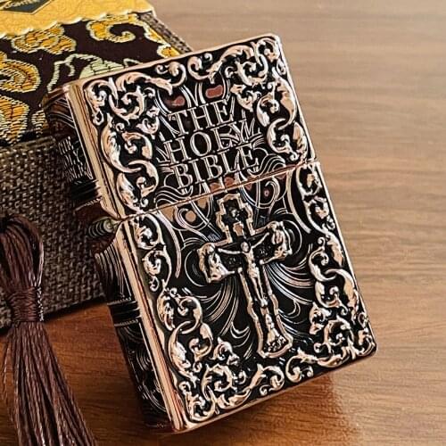 Zorro Brass Kerosene Windproof Lighter Personality Creative Armor Bible Engrave Cigarettes Smoking Gift