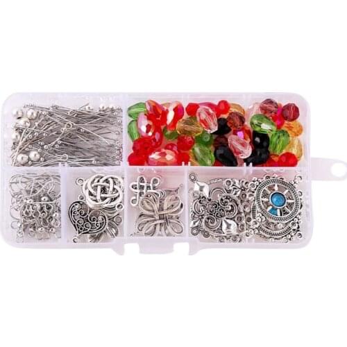 1 Box DIY Hook Earrings Making Starter Kit with Chinese Knot Supplies for Women Girls Beginners Antique Silver