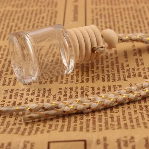 10Pcs Car Hanging Glass Bottle Empty Perfume Aromatherapy Dispenser Refillable Essential Oils Diffuser Air Fresher Pendant QX2E
