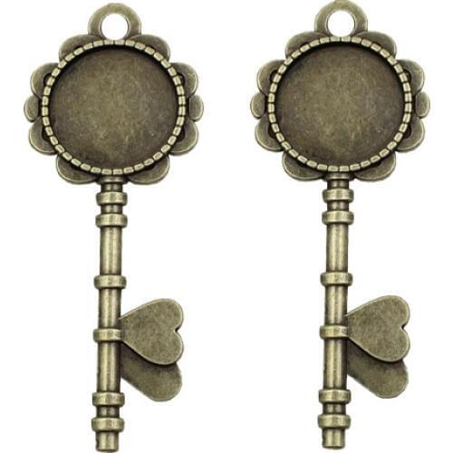 10pcs/lot Metal Zinc Alloy Retro Bronze Charm Pendant with Frame Bezel Setting DIY Jewelry Making Accessories Fit 20mm K01759