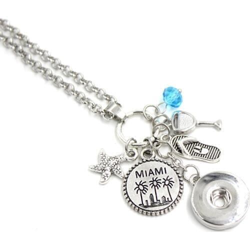 10PCS Interchangeable 18mm Snap Jewelry Miami Pendant Necklace Beach Flip Flop Necklace Snap Necklace Gift Bijoux