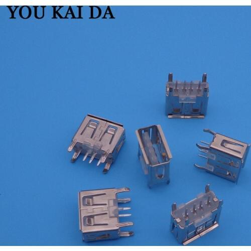 20Pcs/lot A Type Flat Angle 180 Degree Female USB PCB Connector Socket, USB Jack Plug A Type Female USB