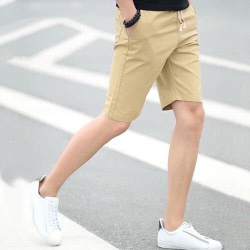 40%HOTCasual Men Plus Size Summer Shorts Solid Color Linen Drawstring Fifth Pants