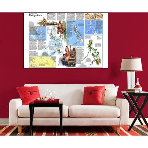 A1 Philippines 1986 World Map Non-woven World Map Wall Poster School Office Supply Art Paper Painting Home Decor