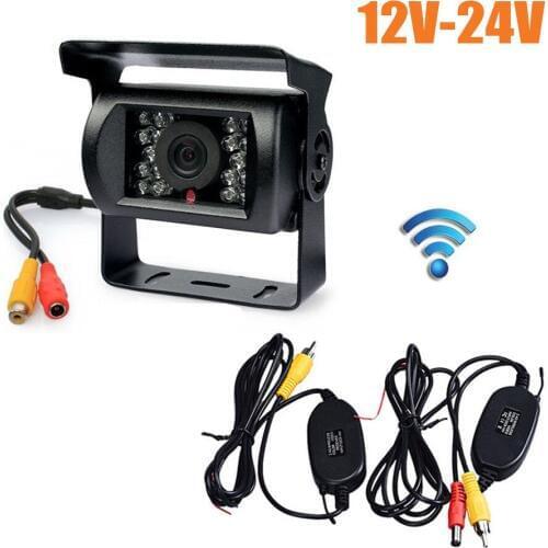 Wireless 18 LED IR Night Vision Waterproof Car Vehicle Rear View Reversing Backup Parking Camera For Bus Truck Motorhome 12V-24V