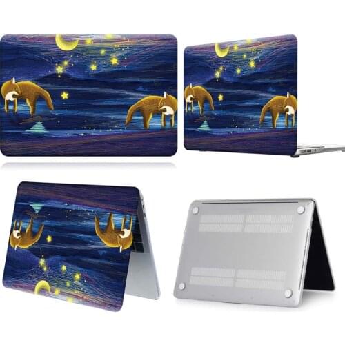 Twin Fox And Moon Paint Anti-slip Laptop Case For Apple Macbook 12/Air 11 13 A2337/Pro 13(A2251 A2289) 15 16/Pro 13 A2338
