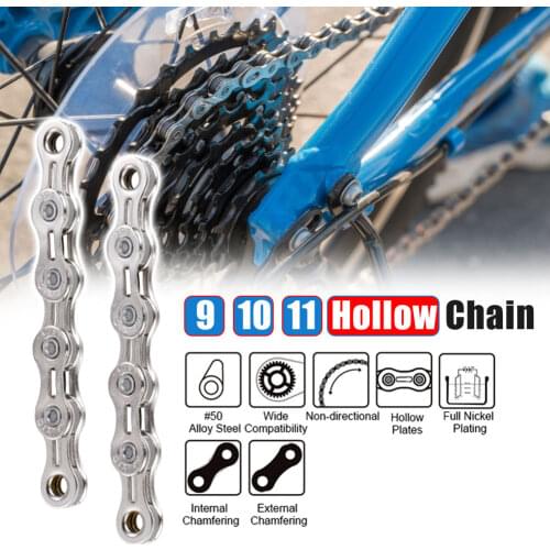 Road Bike MTB Bicycle Chain 8/ 9/10 /11 Speed Hollow Ultra Light Chain Bicycle General Chain Variable Speed Half Hollow Chains