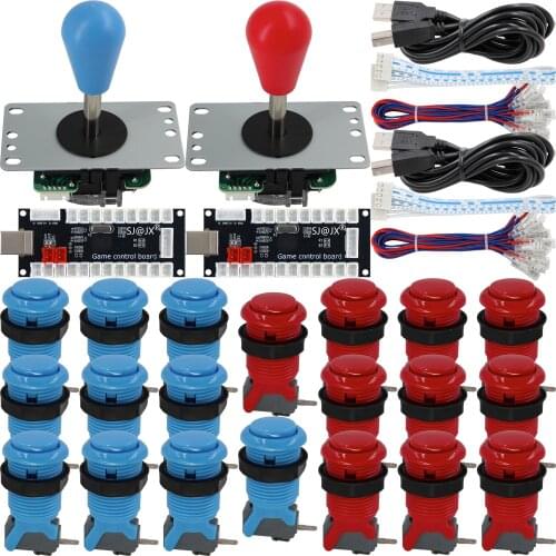 SJ@JX Arcade Game 2 Player Controller DIY Kit Microswitch Button 4&8 Way Joystick USB Encoder for PC MAME Raspberry Pi Retropie