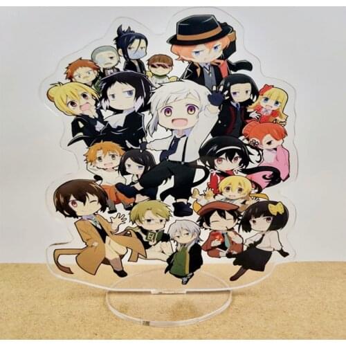 Kawaii Bungou Stray Dogs Q Version Character Family Acrylic Stand Model Plate Desk Decor Standing Sign Cosplay Ornament for Fans