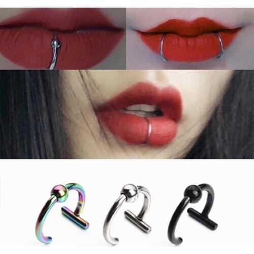 Women Lips Rings Medical Titanium Steel Fake Nose Ring Septum Piercing Body Clip Cuff Earrings Piercing Jewelry