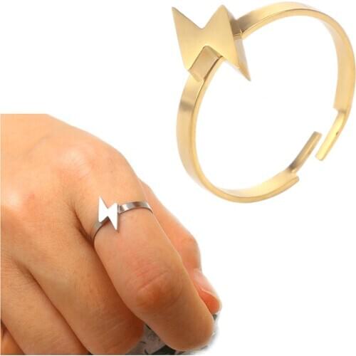 Ring lightning Natural personality stainless steel ring set rings for women adjustable female fashion jewelry woman accessories