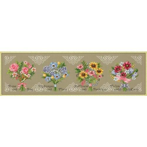 Gold Collection Lovely Counted Cross Stitch Kit The Bouquet Rose and Ring Hydrangea Sunflower Tulips Flower Flowers SO