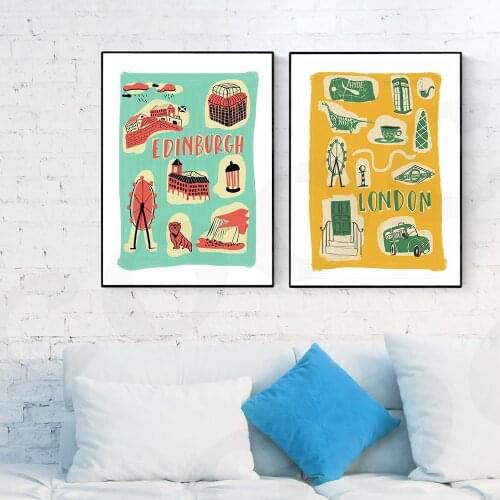 Colorful London City Viewscape Poster Canvas Print Vintage Pictures Nordic Poster and Print Wall Pictures for Home