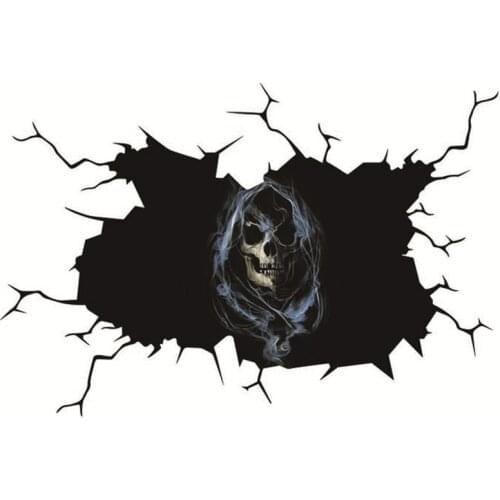 Creative 3D Car Sticker Halloween Skull Suspense Hoods Pattern Car Rear Trunk Window Reflective Decal Waterproof Auto Sticker