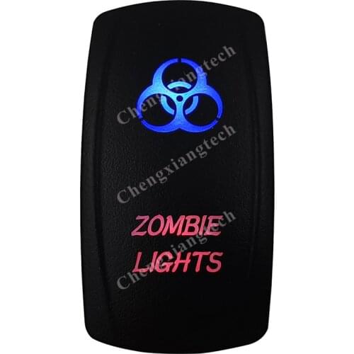 Zombie Lights Rocker Switch 5 Pins SPST On/Off Blue & Red Led 20A/12V 10A/24V Toggle Switch for Cars,Trucks, RVs, Boats