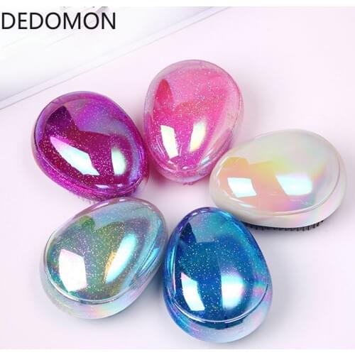 Anti Static Salon Egg Shape Glitter BlingBling Massage Hairbrush Tangle Hair Brush Styling Tools Hair Detangling Smoothing Comb