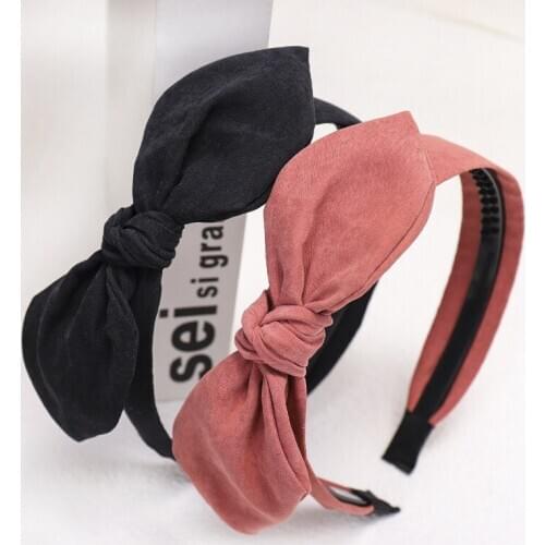 Cute Fashion Knotted Hair Accessories Rabbit Ears Headbands For Women Fabric Solid Hairband Korean Style Hair Hoop Headdress