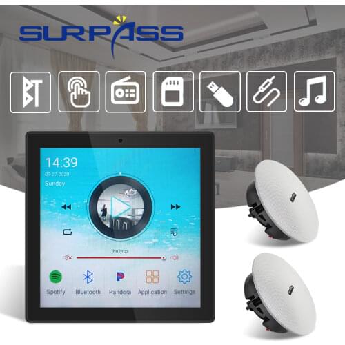 Mini Touch Screen In Wall Amplifier Bluetooth WiFi Fm Android System Audio HiFi Home Digital Stereo Sound PA Ceiling Speaker Kit