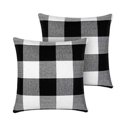 Fashionable And Comfortable Plaid Pillow Classic Linen Large Lattice Pillow Cover Simple Style Spandex Cushion Cushion Cover