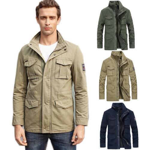 2019 Fashion men jacket coat stand collar long sleeves zipper outfit spring autumn plus size windbreaker outwear hunting tops
