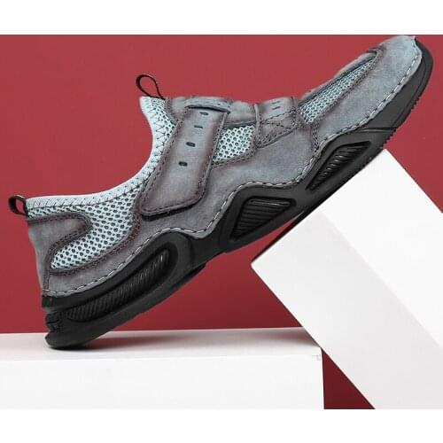 Summer Cool Mesh Mens Outdoor Sport Shoes Luxury Leather Business Mens Casual Shoes Fashion Breathable Non-slip Shoes for Men