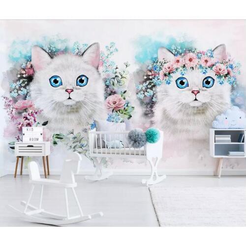 Custom mural 3d photo wallpaper European minimalist flower cat childrens home improvement living room wallpaper for walls 3 d