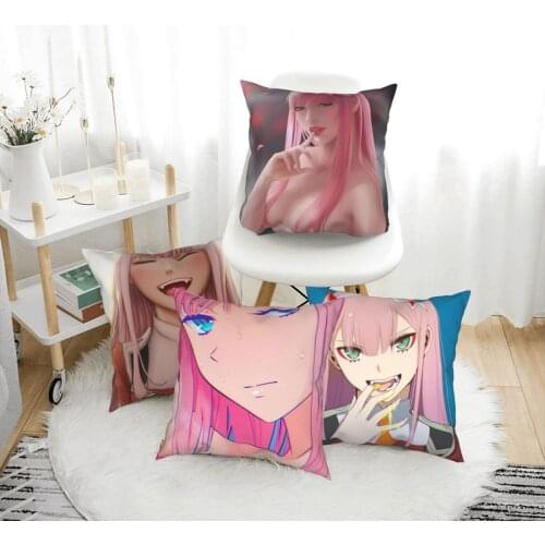 Zero Two Pink Girl 002 Goro Hiro Pillow Case Cushion Anime Comic Polyester Decor for Home Car Sofa Body PillowCase