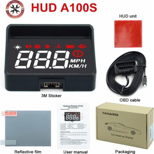 2021 Latest Car Speedometer HUD A100S Monitor OBD2 Driving Computer Over-speed Alarm Voltage Windshield Projector