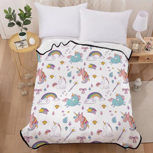 Cute unicorns Blanket for Beds Thin Quilt Bedspread 150x200cm Fleece Throw Blanket for kids