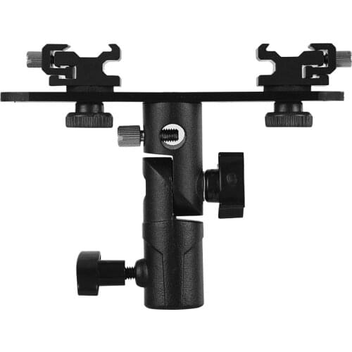 Andoer 3 Cold Shoe Mount Adapter T-shaped Dual Flash Bracket Flash Speedlite Stand with 2 Cold Shoe Metal and ABS Cold Shoe