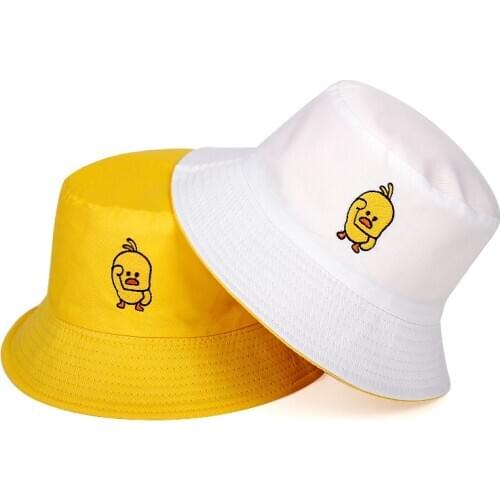 New Little Chicken Printed Fisherman Hat Fashion Outdoor Wild Bucket Hats Summer Sunscreen Cute Hat Unisex Cotton Hip Hop Hats