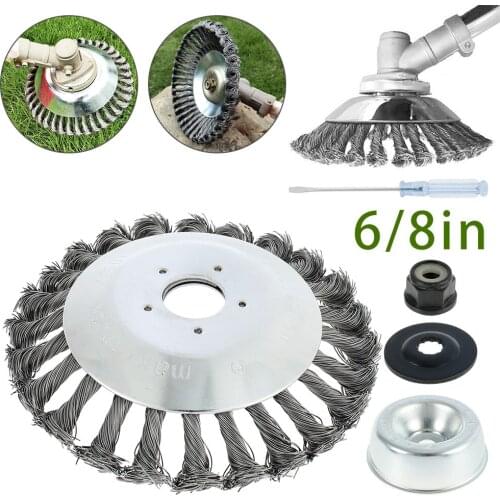 6/8 Inch Steel Grass Trimmer Head Garden Weed Brush Lawn Mower Grass Trimmer Brush Cutter Tool Grass Trimmer Head Weed Brush