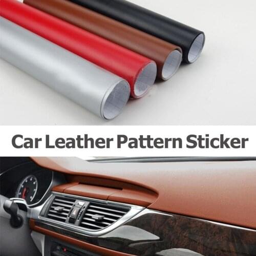 SUNICE 4 Colors Car Leather Pattern Sticker Decals with Air Bubble Free Autocar Vehicle Body Vinyl Wraps Interior Decoration PVC