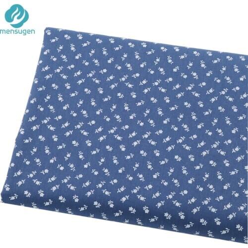 Fabric Meter Navy with White Floral 100% Cotton Fabrics Suitable for Dresses Skirts Apron bed sheet Blankets DIY Sewing Cloth