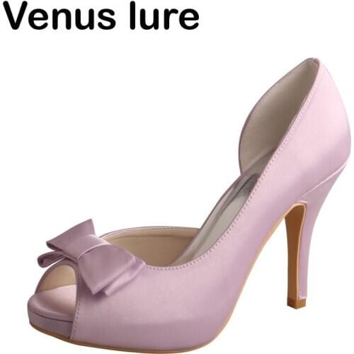 23 Colors Women Wedding High Heel Dress Shoes Lavender Open Toe Platform