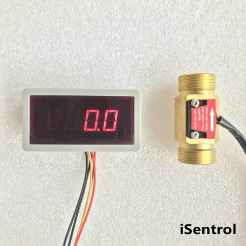 US308MT YF-B6 2-45L/min Digital flow sensor Electronic Flow Meter and Alarmer Flow Rate Display Frequency Counter iSentrol Elect
