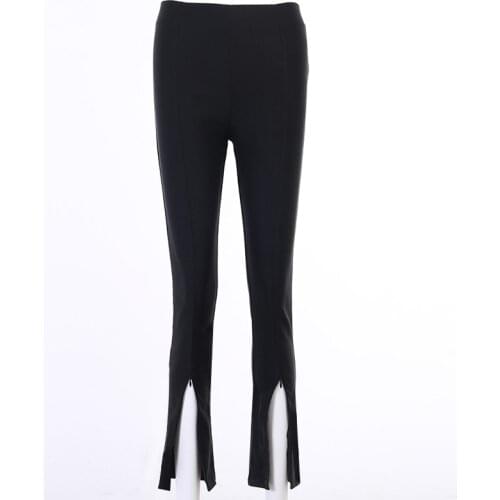 High Waist Hem Zipper Split Slim Pants 2021 Fashion Streetwear Sexy Casual Pencil Pants Women Trousers Autumn Elegant