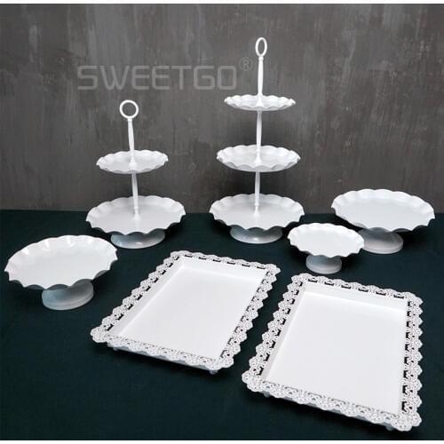 SWEETGO high quality cake stand set 7 pieces fondant cake tools dessert table wedding party shower event supplier sweet table