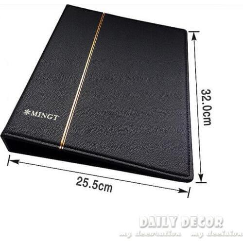 High quality brand new large soft PU leather loose-leaf stamp album commemorative stamp collection book with 10 black pages