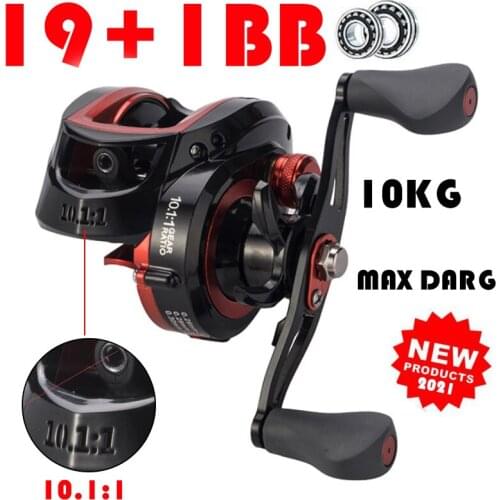 Lizard 10.1:1 19+1BB Reinforced Reel Left Right Hand Reel 10KG Max Drag Fishing Baitcasting Reel High Speed Fishing Reel