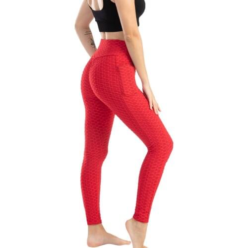 Women Fashionable Pocket Yoga Leggings Pants High Solid Color Elastic Hip Lifting Slim And Sweat Pant Pantalones Mujer #G3