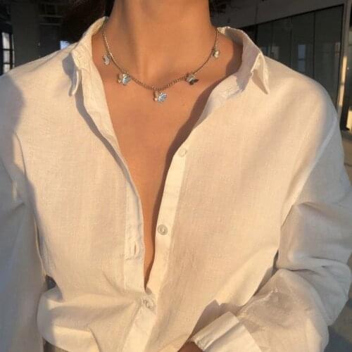 Cute Star Butterfly Choker Necklace For Women Gold Chain Neck Statement Collar Chains Chocker Shining Female Choker Jewelry