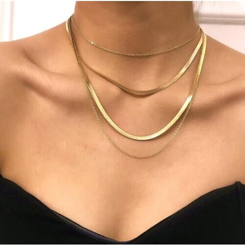 Multi-level Golden Silver Color Snake Chain Necklaces For Women New Vintage Boho Fashion 2020 Necklace Jewelry Party Gift