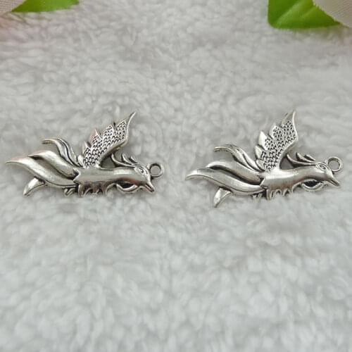 112 pieces antique silver flamingo charms pendant 35x22mm #304