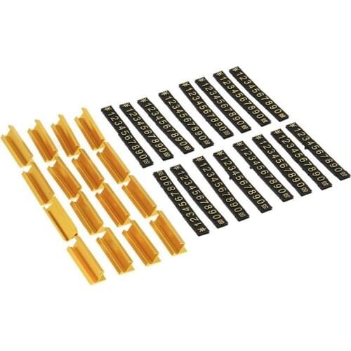 16 set Golden Adjustable Number Letter And Base Price Display Counter Stand Label Metal Ground Arabic Numbers Combined Price Tag