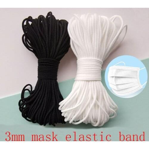 200Yards DIY Disposable Mask Material Protective Mask 3mm White Balck Elastic Band Ribbon Elastic Cord Bands Rubber Bands